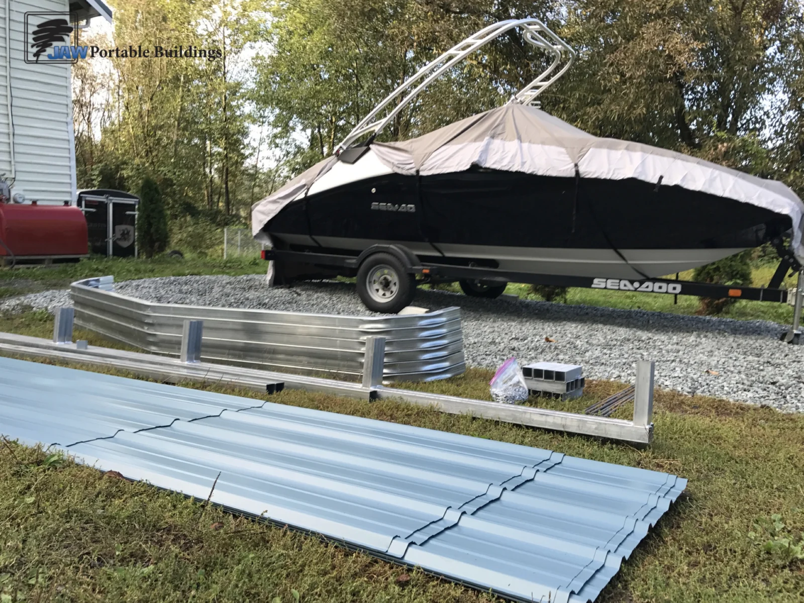 Metal Portable Boat Shelters - JAW Portable Buildings